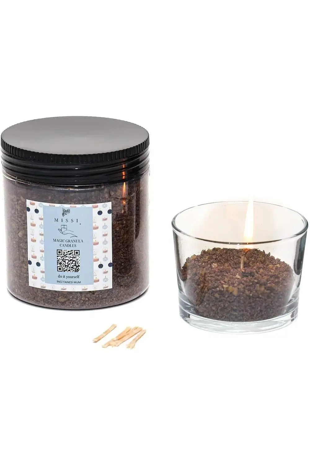 trendymr Vanilya Kokulu Siyah Yaratıcı İnci Tozu Mum (30 adet fit