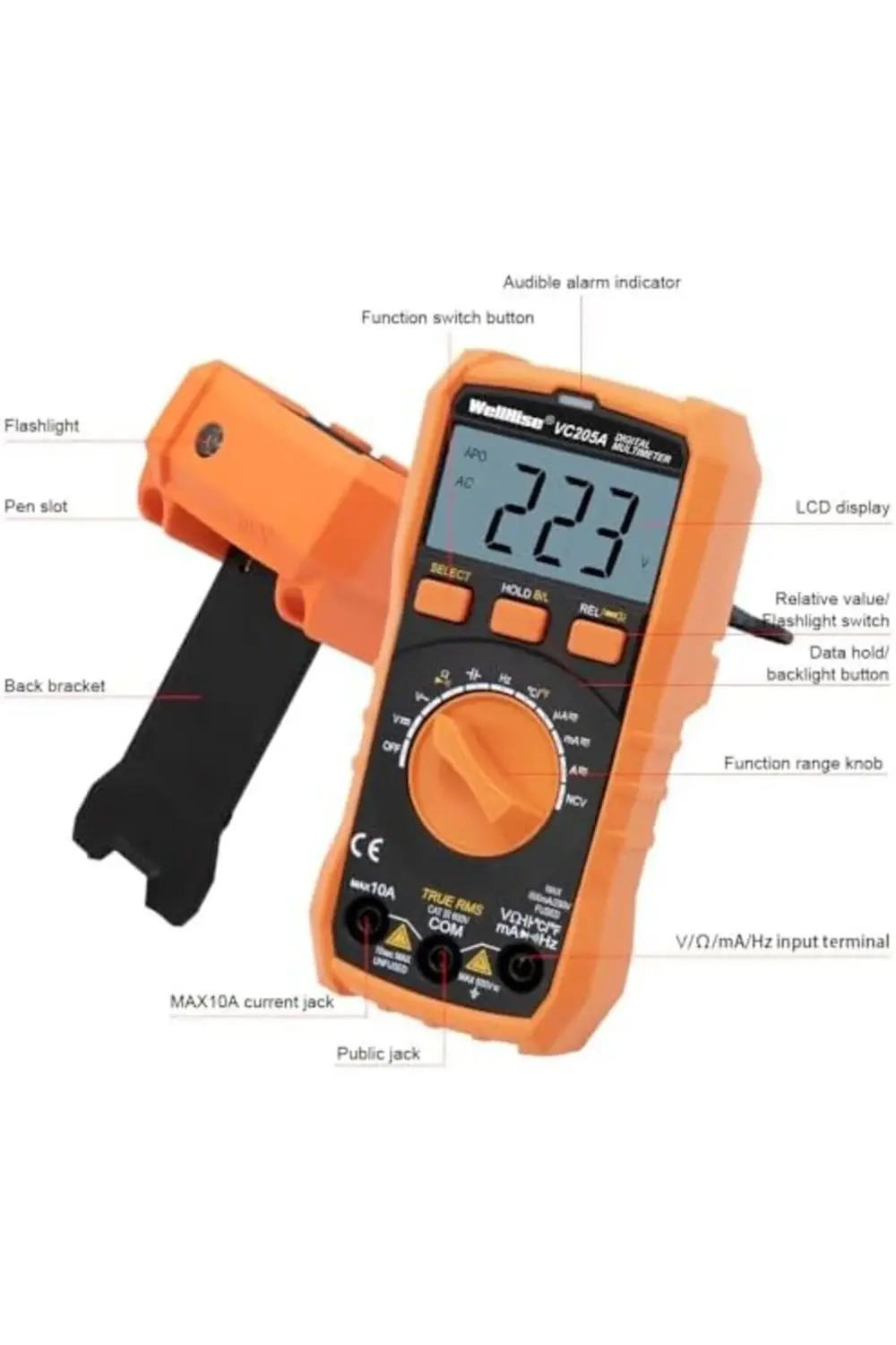 trendymr VC205A Ölçü Aleti Multimetre Avometre NCV Işıklı Ekran I