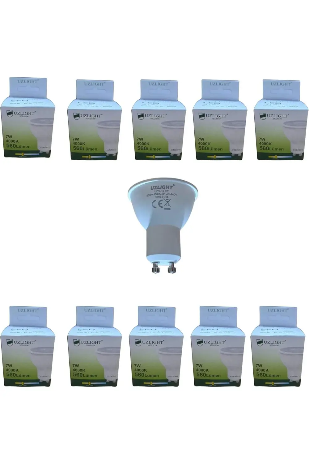 trendyvision 10 Adet 7W 4000K GU10 Duy 38° Gün Işığı Led Spot Amp