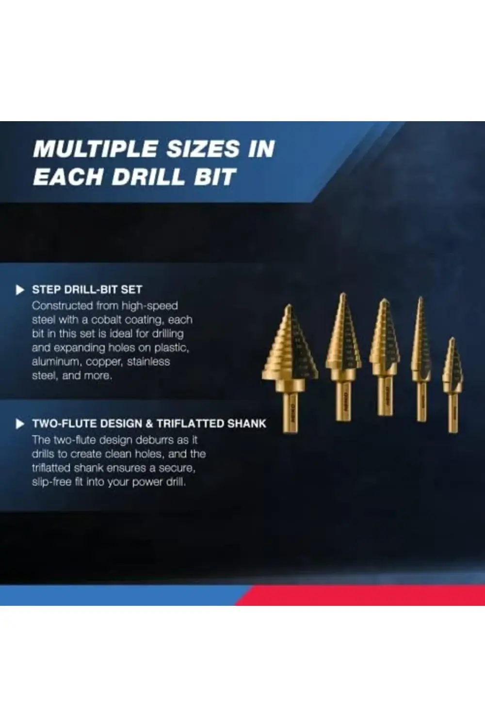 trendyvision 10197A Titanyum Kademeli Matkap Ucu Seti HSS | 5 Par