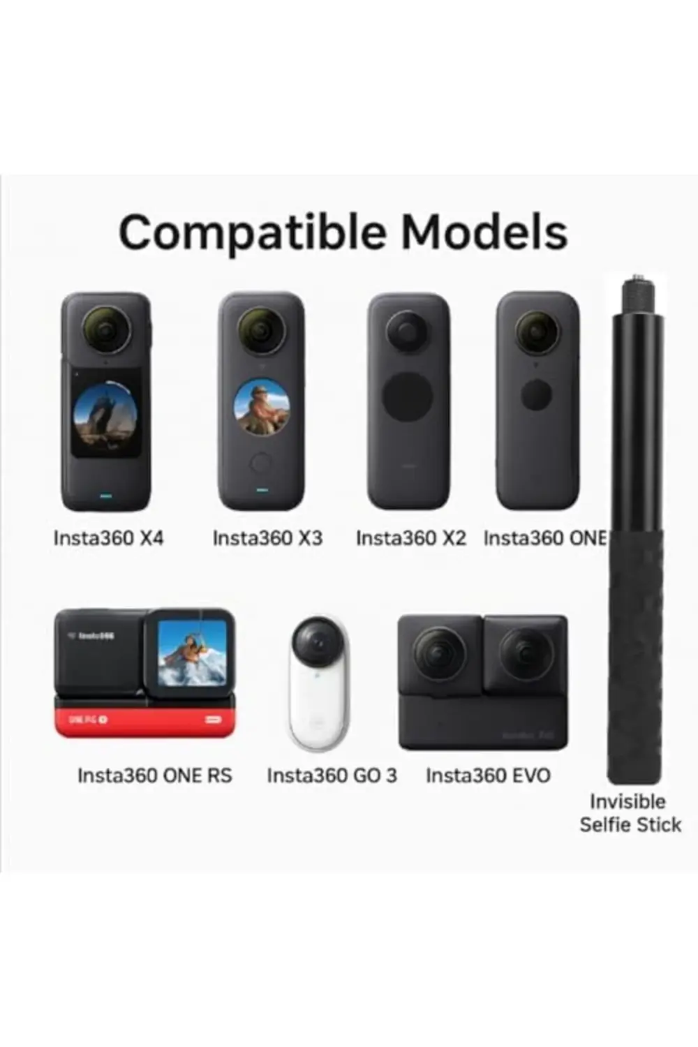 trendyvision 114cm Görünmez Selfie Çubuğu, X3, X2, X4, X5, ONE RS