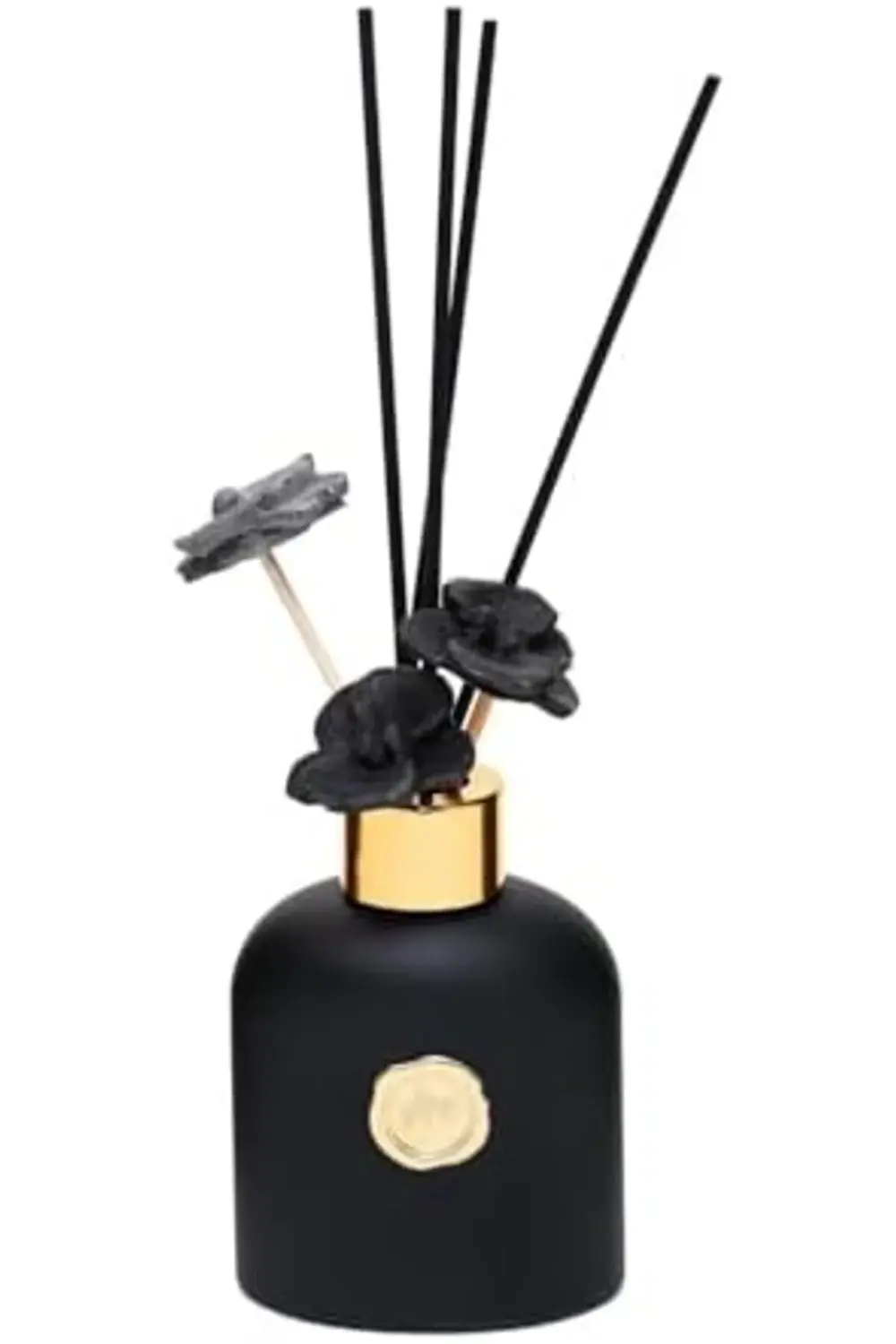 trendyvision 130 ml Siyah Cam Şişe Seramik Çiçek Taş Bambu Çubukl