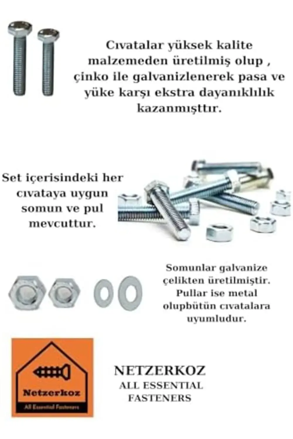 trendyvision 1600 parça 17 çeşit altıgen başlı Çelik Cıvata, Somu