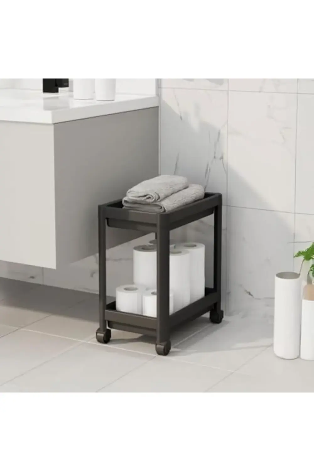 trendyvision 2 Katlı Tekerlekli Tezgah Altı Düzenleyici, Mutfak,