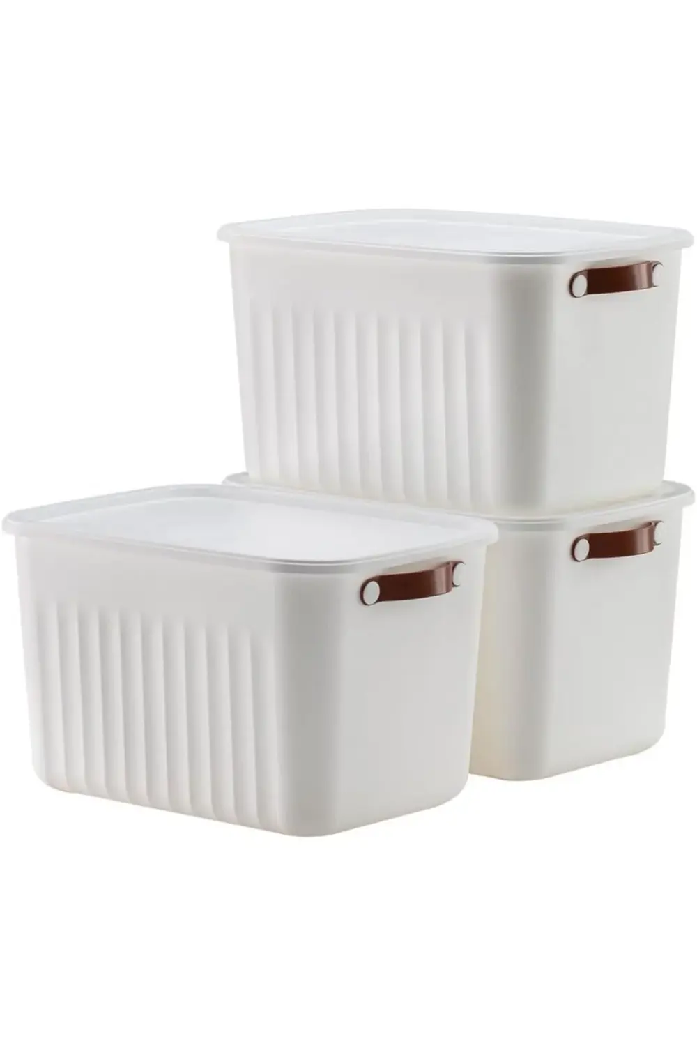 trendyvision 3 Adet Modern Kapaklı Saklama Kutusu Seti -15 Litre