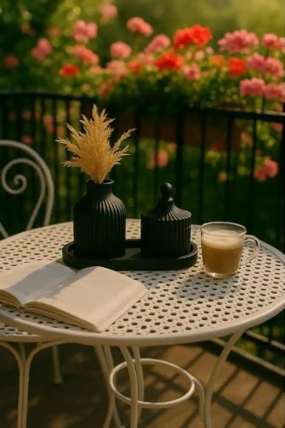 trendyvision 3 Parçalı Siyah Dekoratif Set – Çizgili Vazo, Kapakl