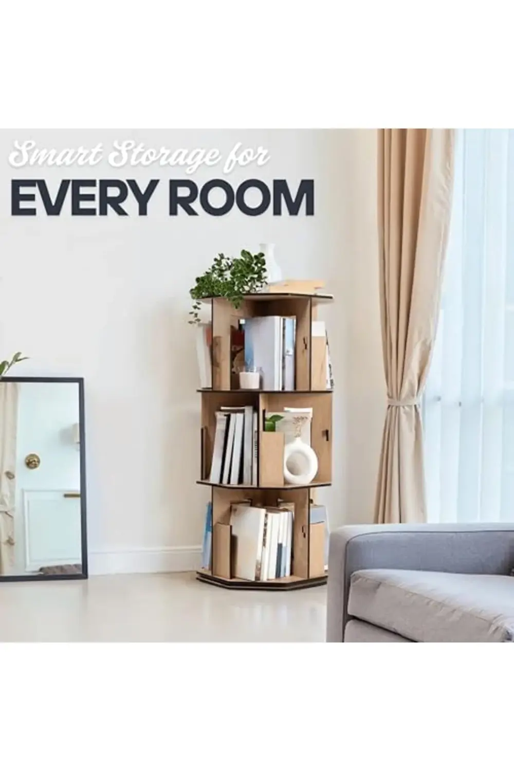 trendyvision 360° Döner Kitaplık – Modern ve Dekoratif Çok Katman