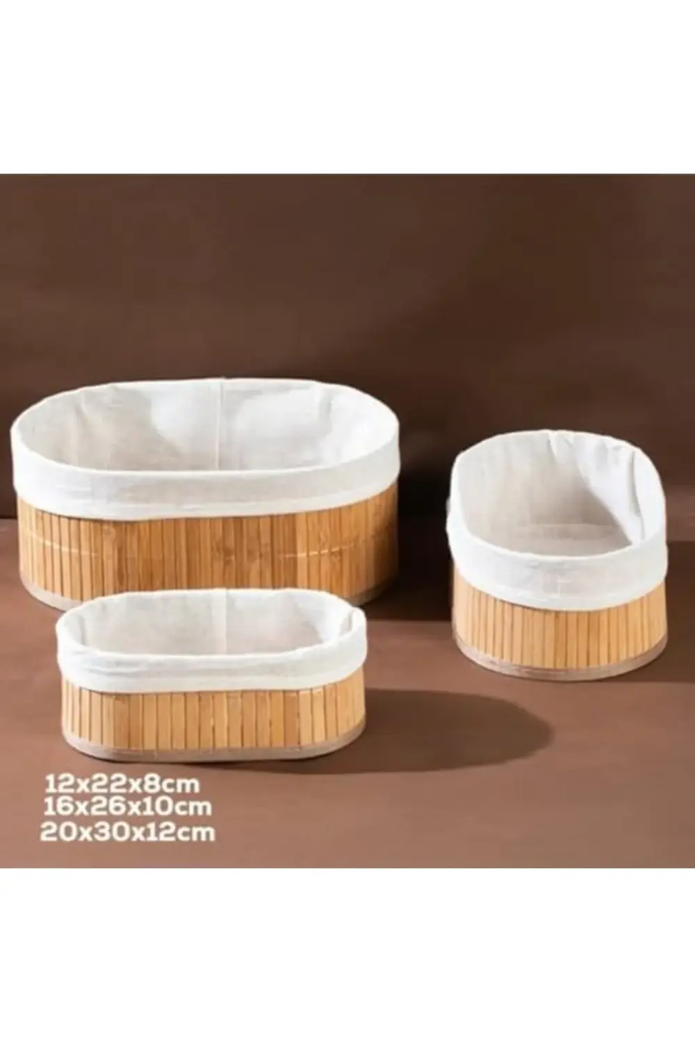trendyvision 3’lü Bambu Sepet Seti – Pamuklu Astarı Çıkarılabilir