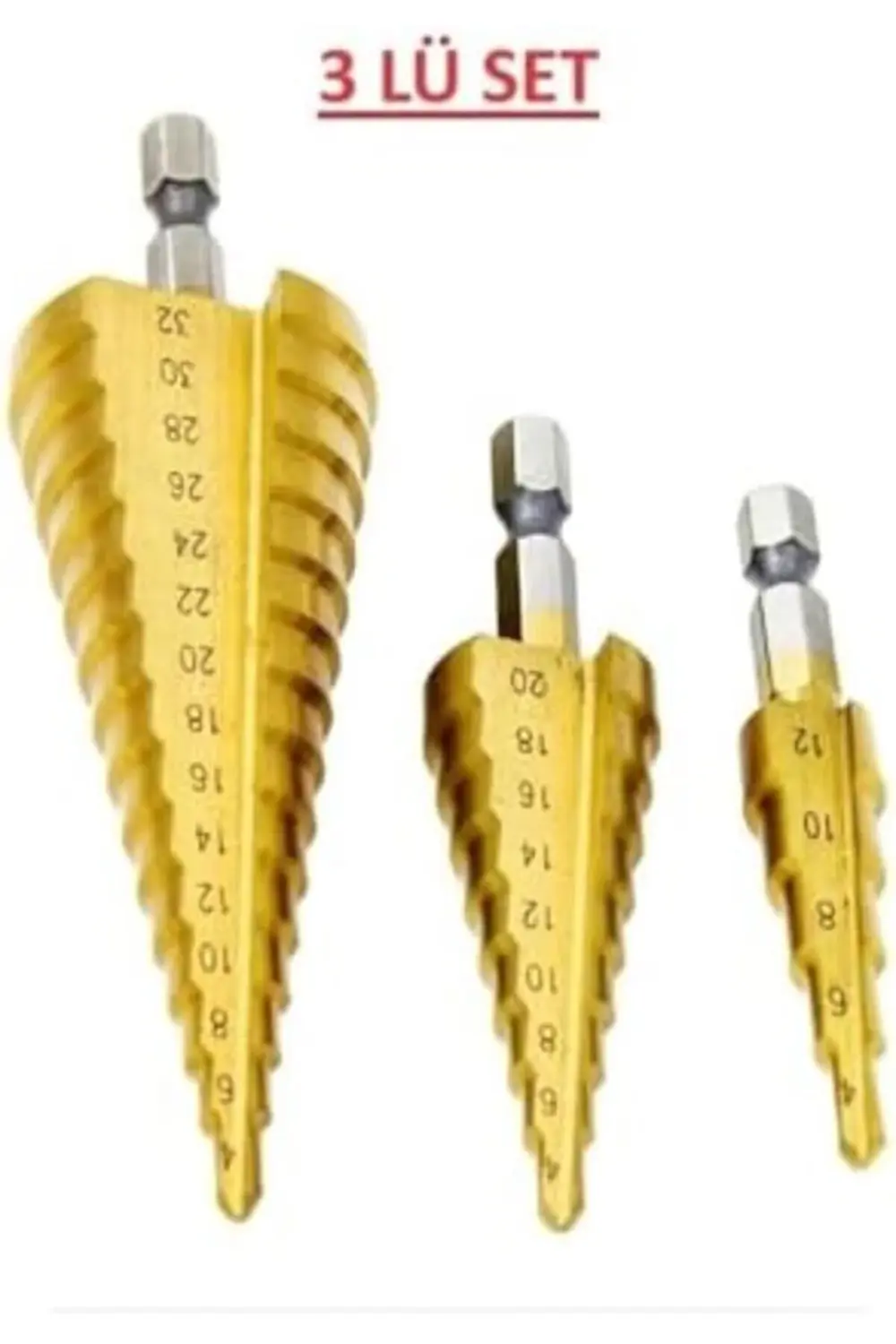 trendyvision 3’lü Kademeli Matkap Ucu Seti – Huni Şekilli Paslanm