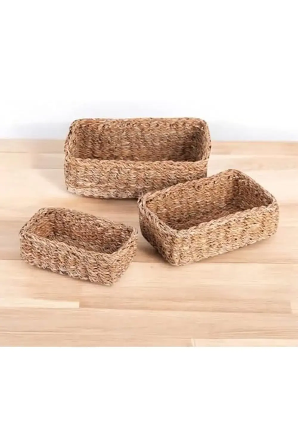 trendyvision 3'lü Rustik El Yapımı Doğal Dikdörtgen Hasır Düzenle