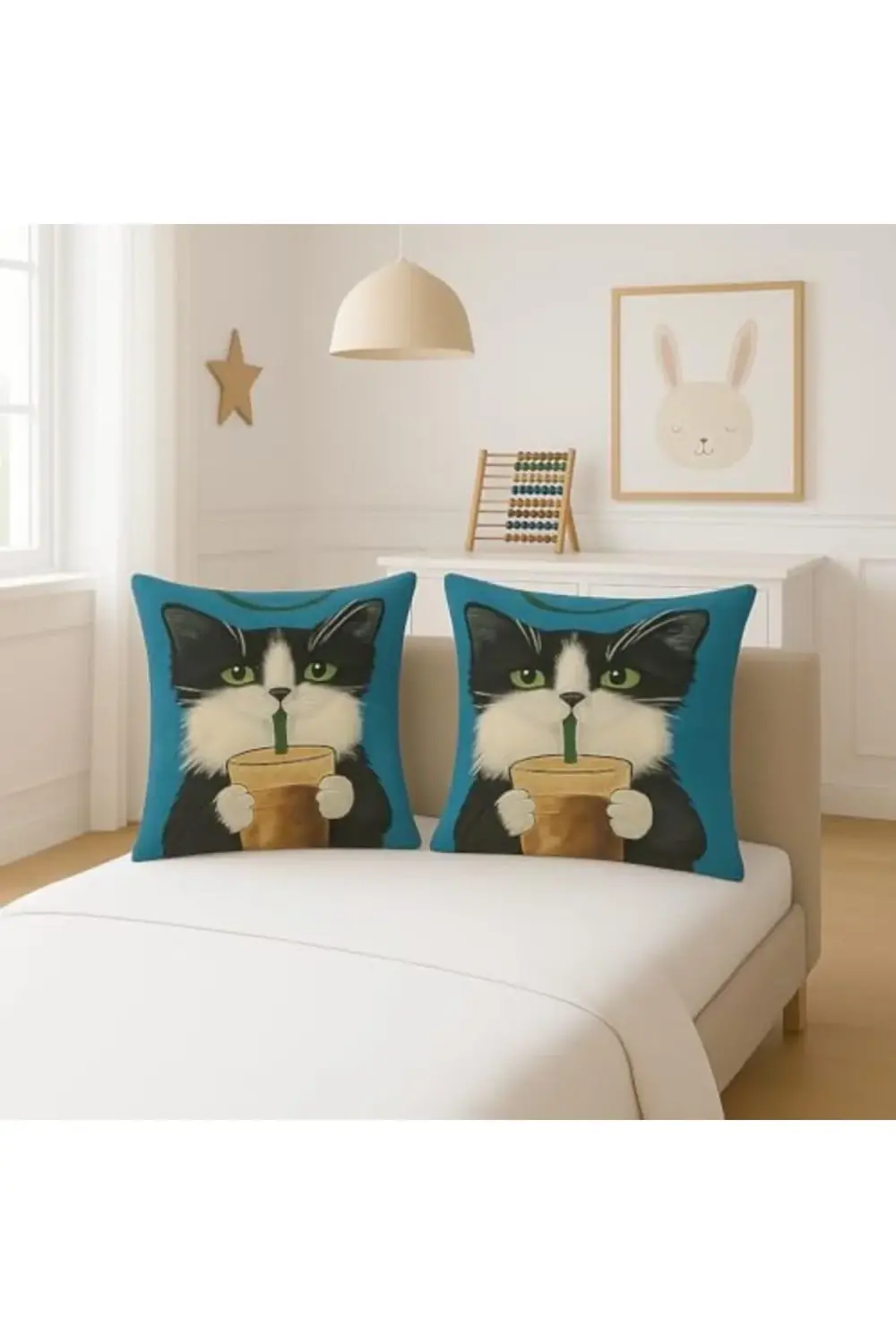 trendyvision 4’lü Dekoratif Yastık Kılıfı Seti - Sevimli Siyah Be