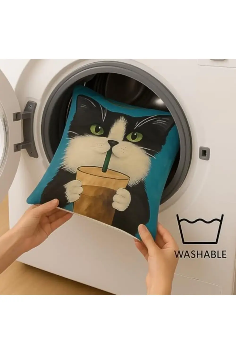 trendyvision 4’lü Dekoratif Yastık Kılıfı Seti - Sevimli Siyah Be