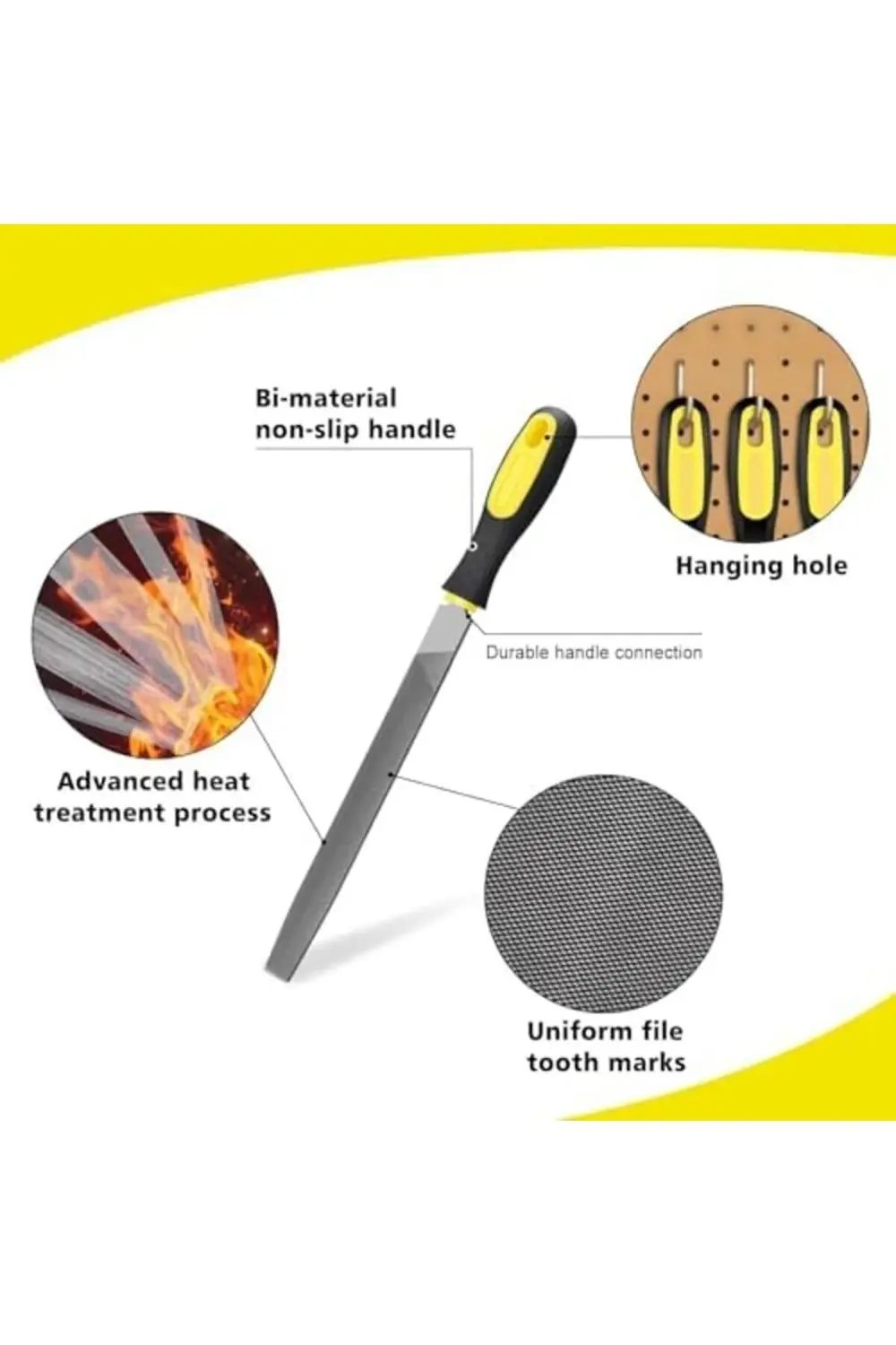 trendyvision 5 Parça Çelik Premium Eğe Seti – 8'' 33 cm Büyük Boy