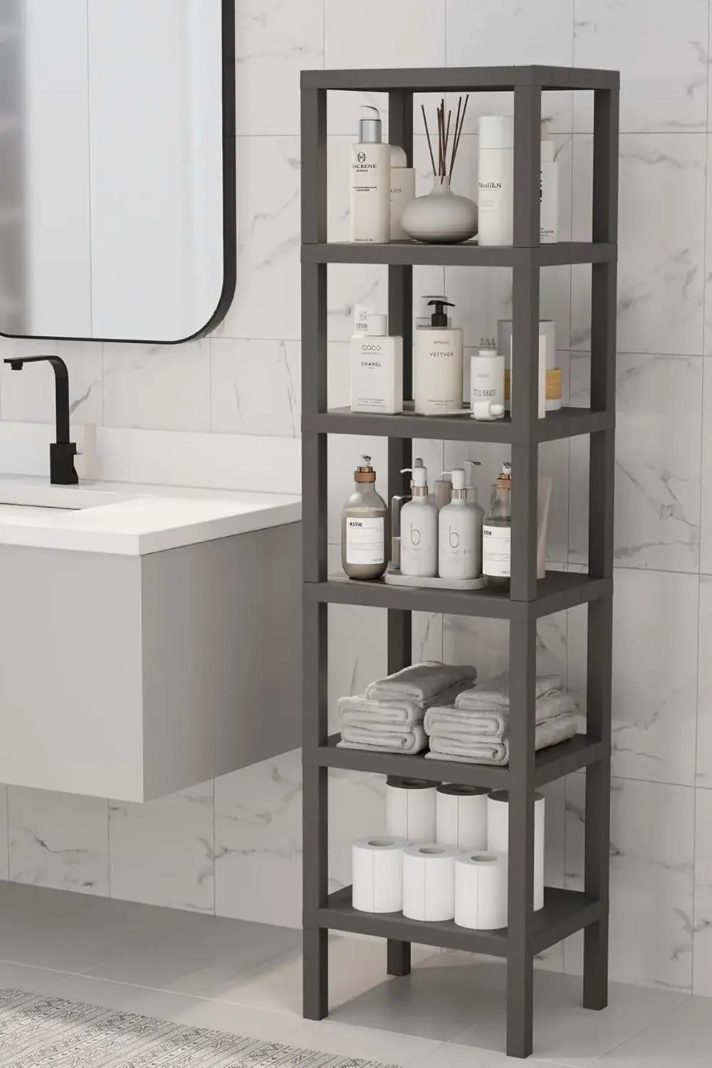 trendyvision 6 Katlı Plastik Düzenleyici Raf, Çok Amaçlı Kitaplık