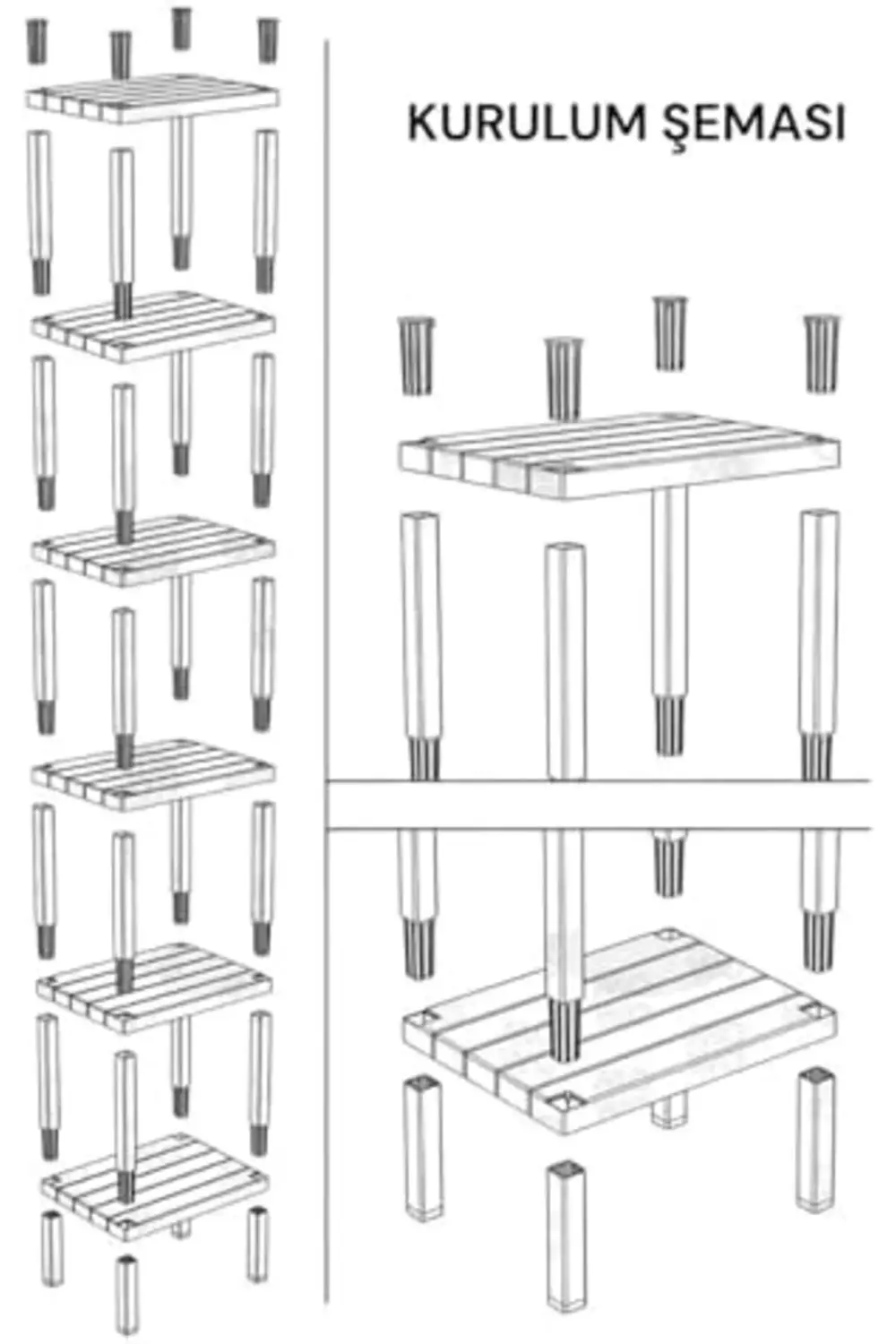 trendyvision 6 Katlı Plastik Düzenleyici Raf, Çok Amaçlı Kitaplık