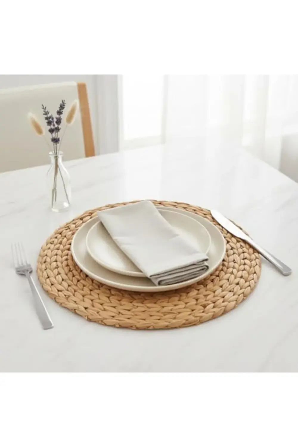 trendyvision 6'lı Amerikan Servis Hasır Supla Yuvarlak Bambu Örgü