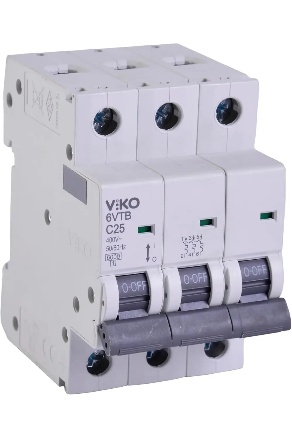 trendyvision 6VTB-3C25 Otomatik Sigorta 6kA C Tipi 3 Kutup 25A bu