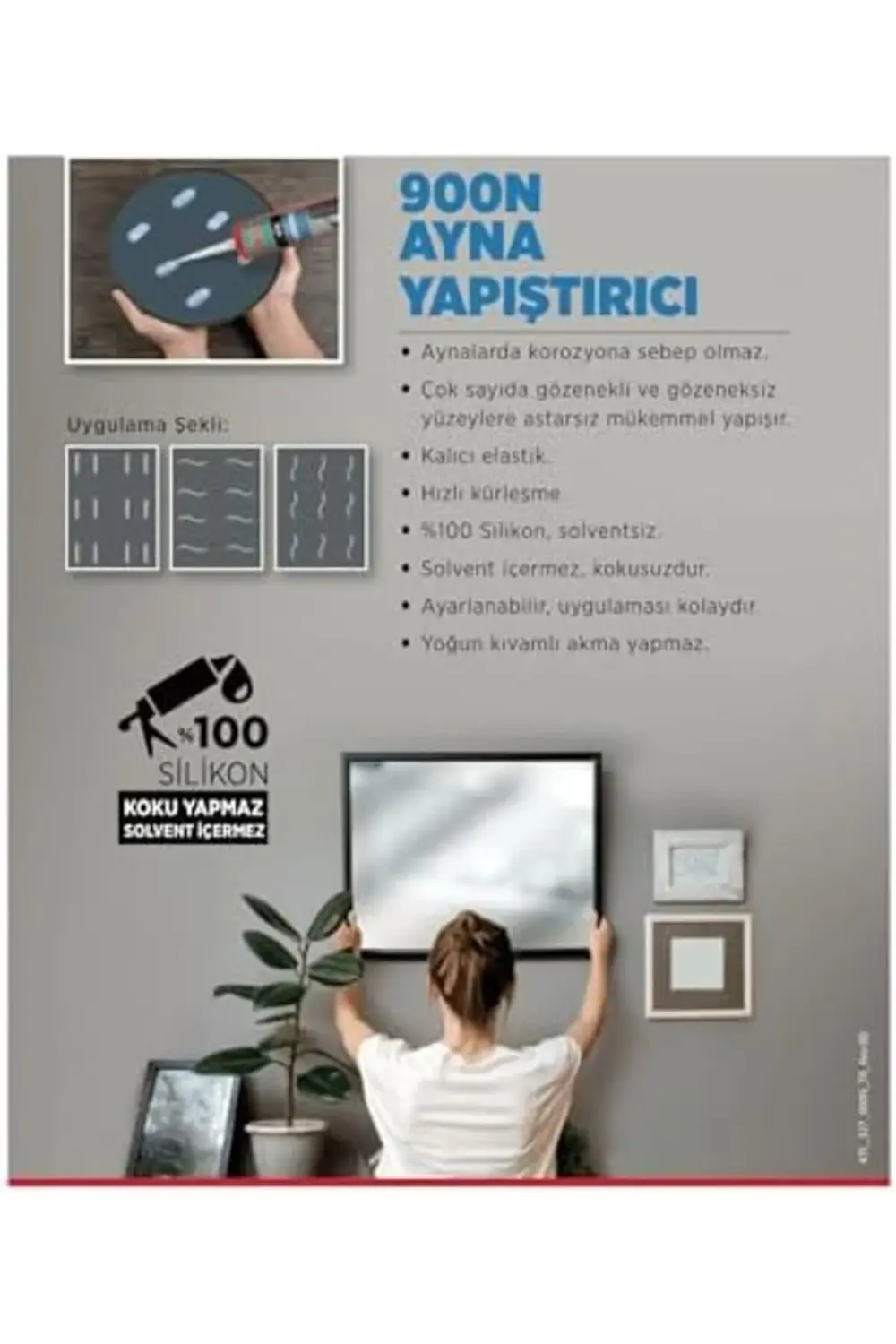 trendyvision 900N Ayna Silikonu, Nötr Sistem,%100 Silikon, Solven
