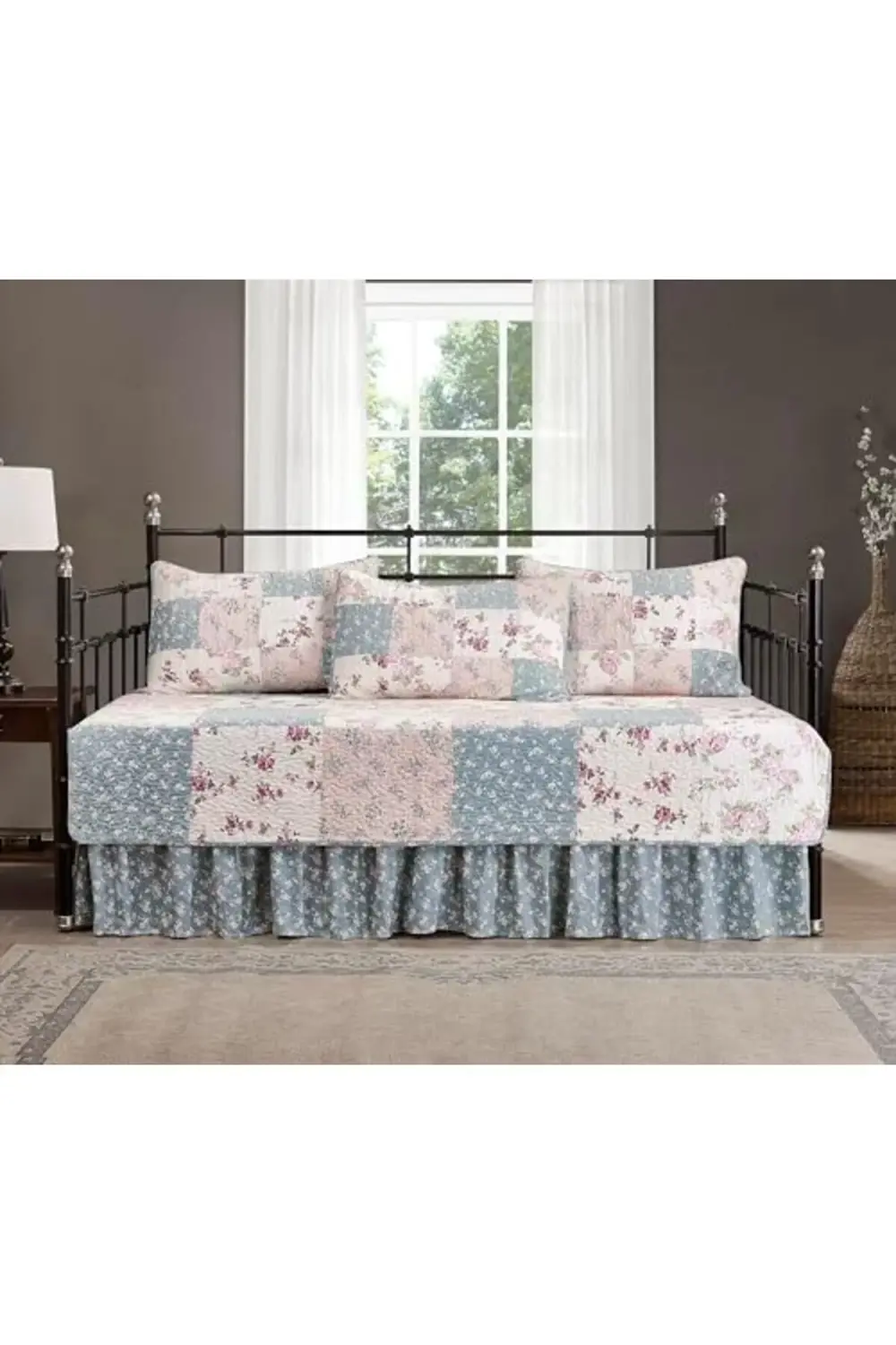 trendyvision Abbi 5 Parça Bahçe Çiçekli Yıkanmış%100 Pamuk Ters Ç