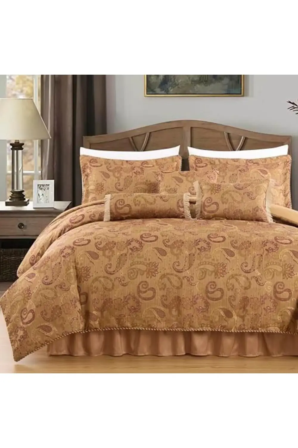 trendyvision Adelle 7 Parça Şal Desenli İşlemeli Yorgan Nevresim