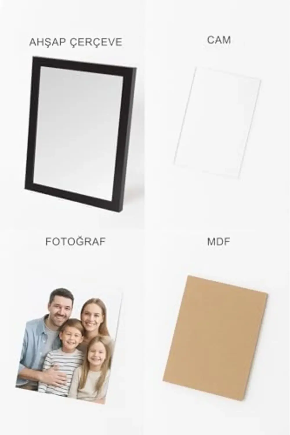trendyvision Ahşap Resim Çerçevesi 4'lü Set Halinde 15 x 20 cm bo
