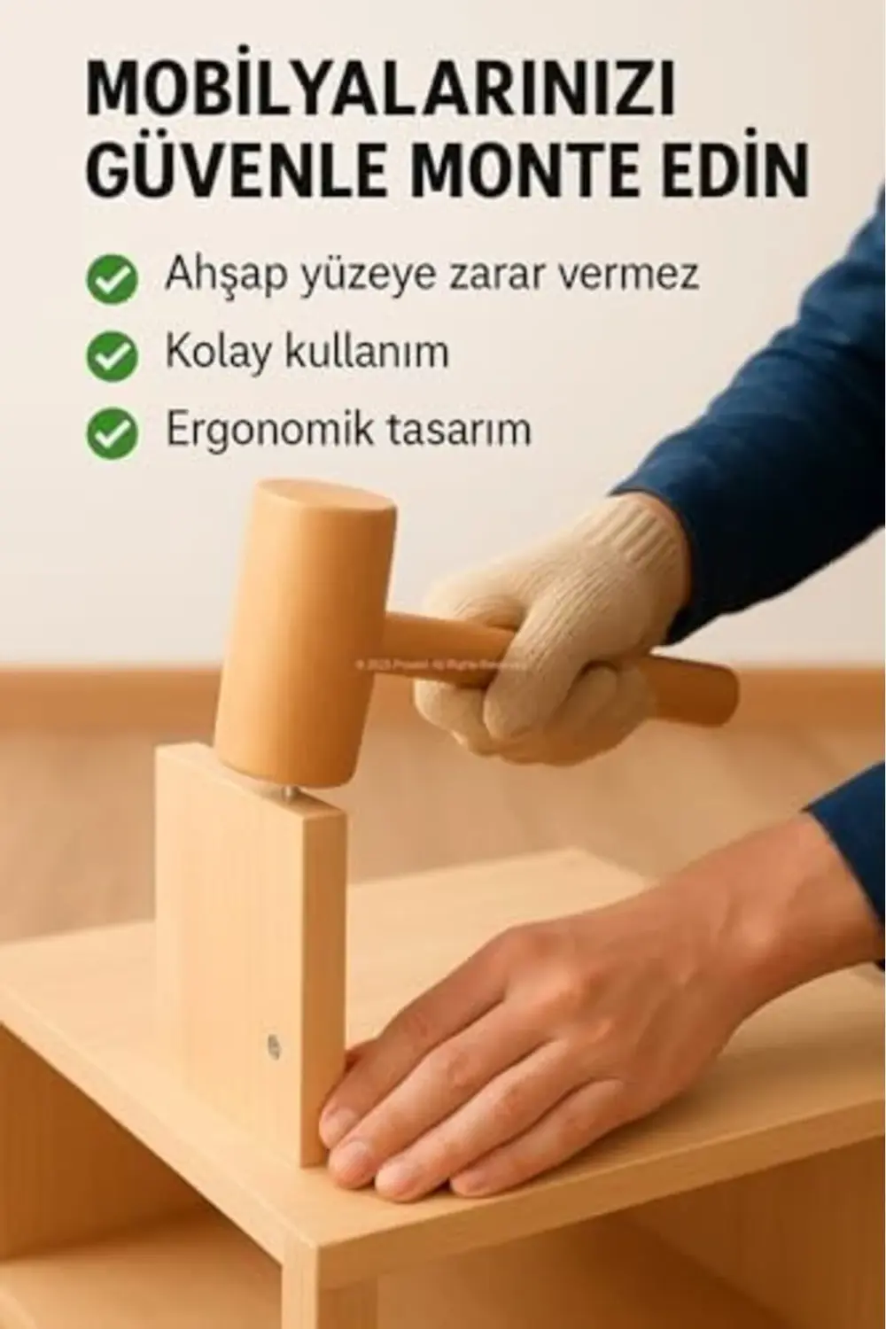 trendyvision Ahşap Tokmak, El Yapımı Doğal Ağaç, Marangozluk Tokm