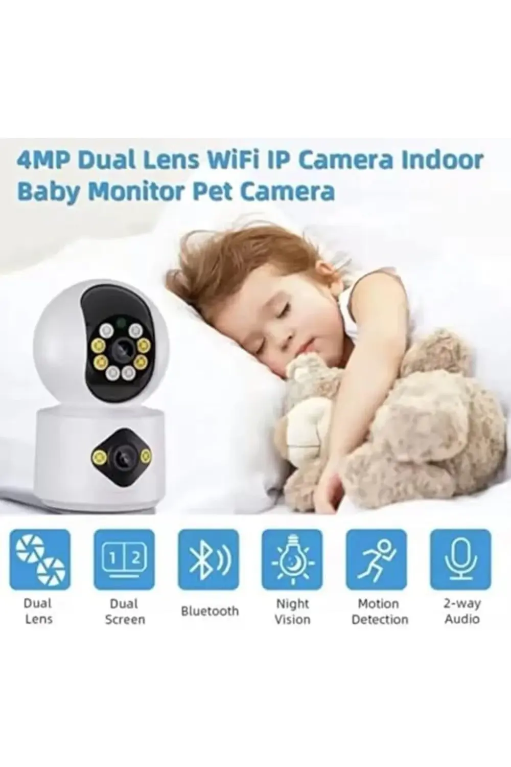 trendyvision Akıllı Kamera, 4MP, Hareket Tespit ve Takibi, 360°,