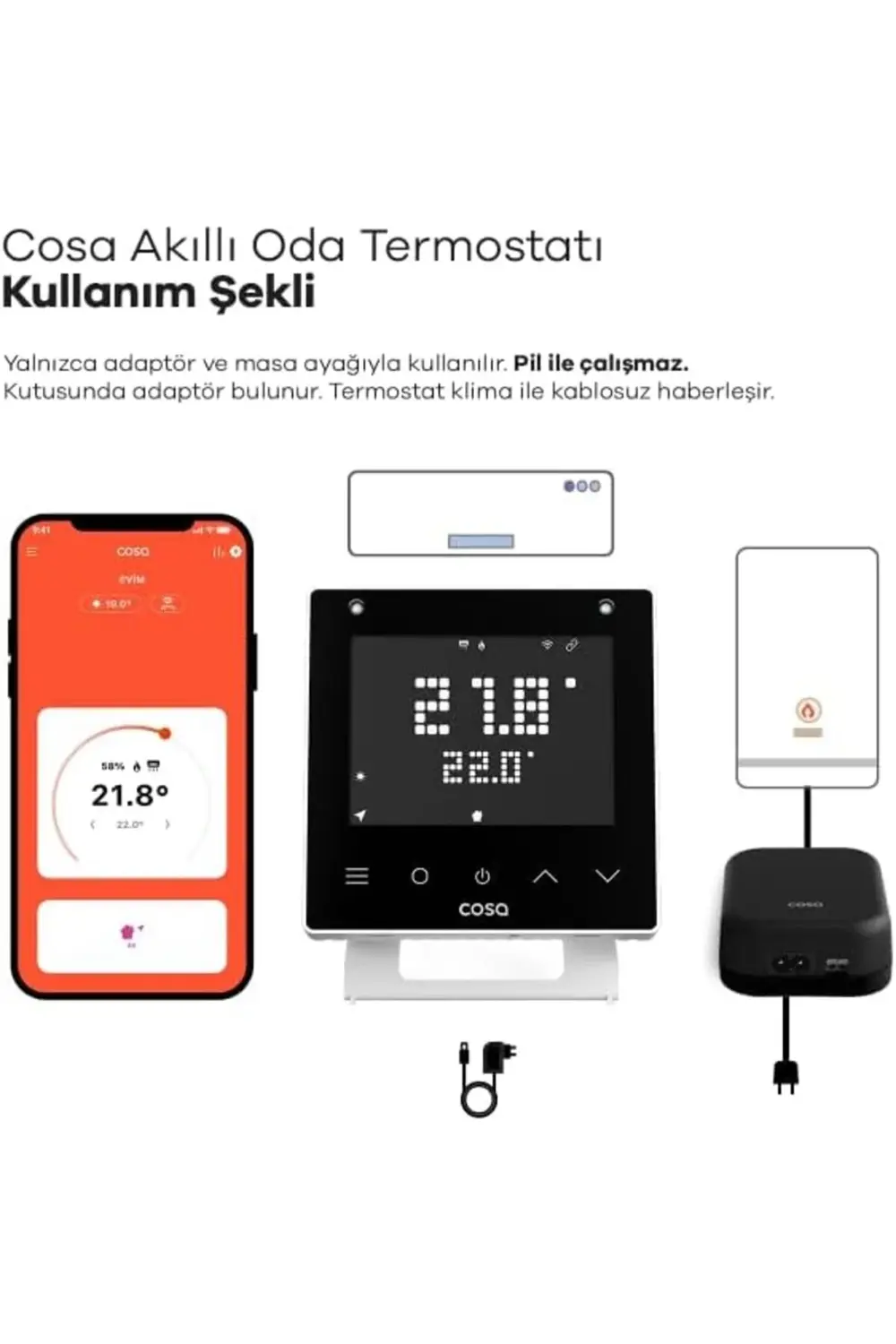 trendyvision Akıllı Oda Termostatı v5, Wi-Fi Kablosuz Kombi ve Kl