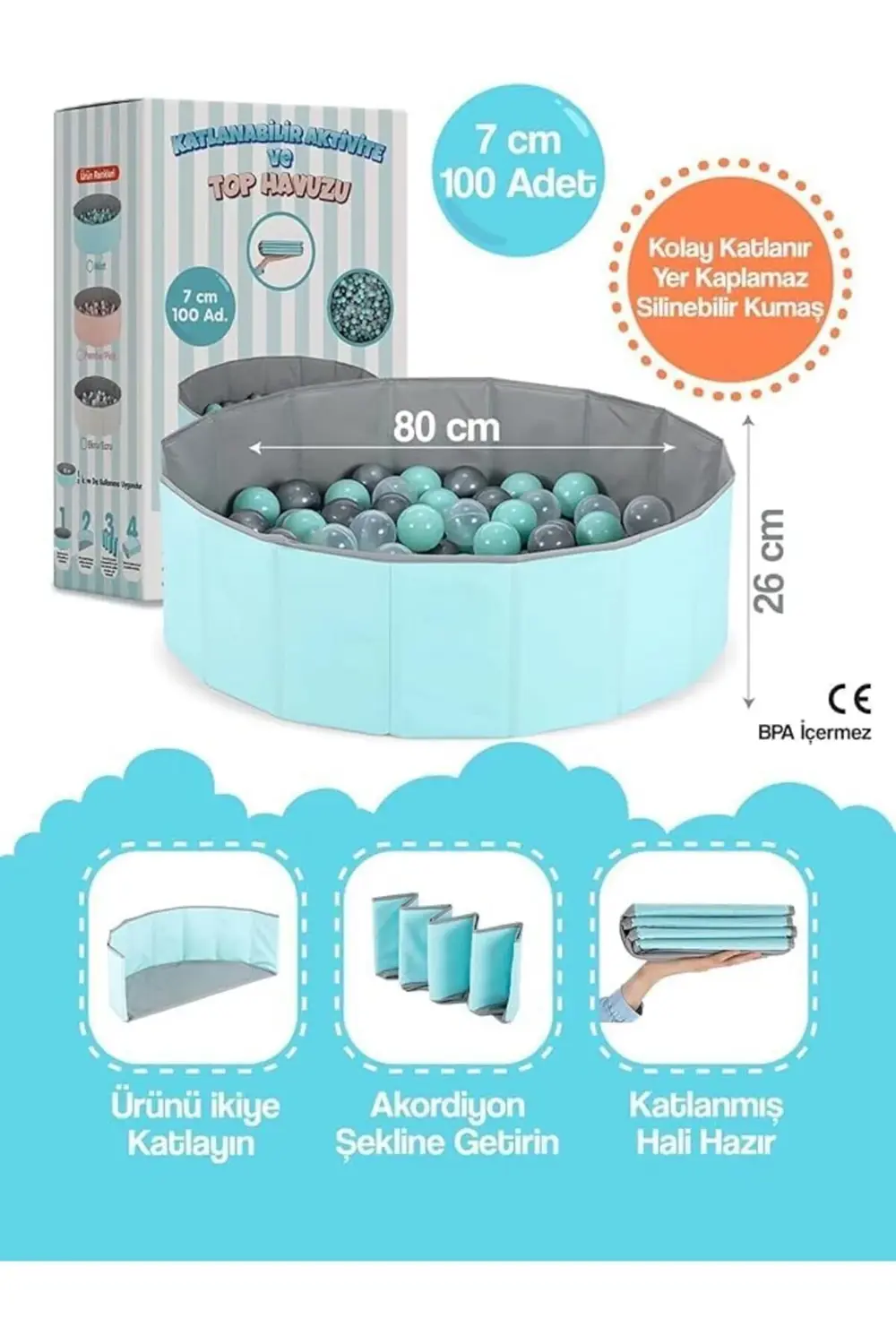 trendyvision Akordeon Katlanabilir Oyun Alanı 7 Cm 100 Toplu - Mi