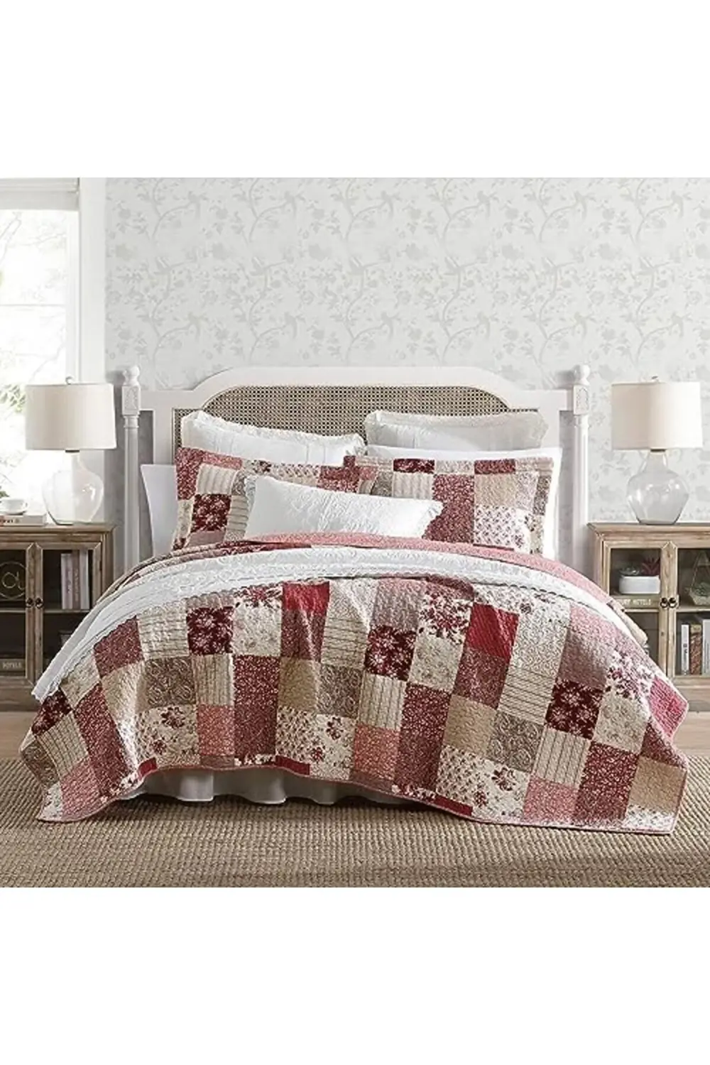 trendyvision Ashley - Kraliçe Yorgan Seti, Ters Çevrilebilir Pamu