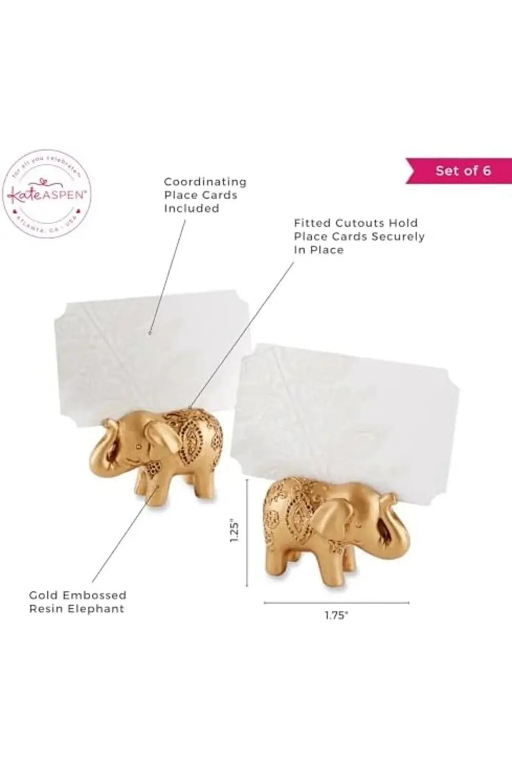 trendyvision Aspen yer kartı tutucu, altın fil motifli, fotoğraf