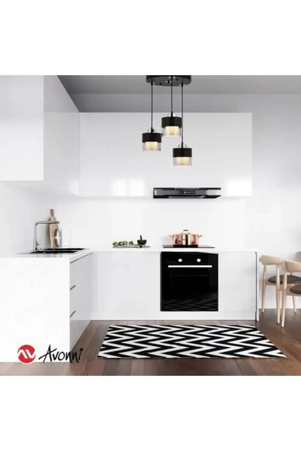 trendyvision AV-60193-3T-BSY Siyah Boyalı Modern Avize E27 Metal