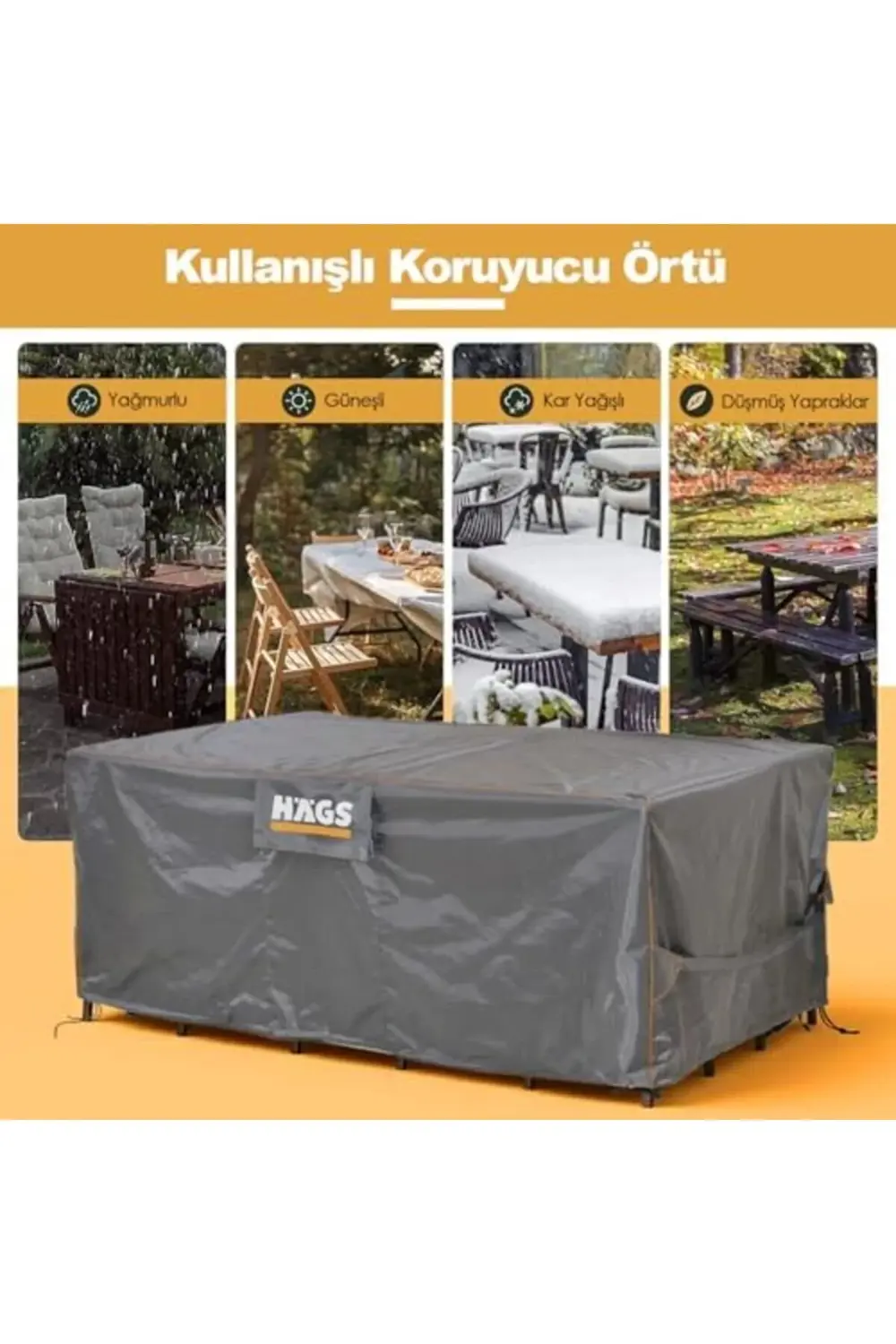 trendyvision Bahçe Mobilyası Örtüsü, 150-150-74cm, Ağır Hizmet Ku
