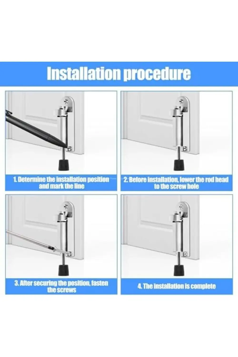 trendyvision Basmalı Kapı Stoperi, 4 Vida Dahil, Dayanıklı Metal,