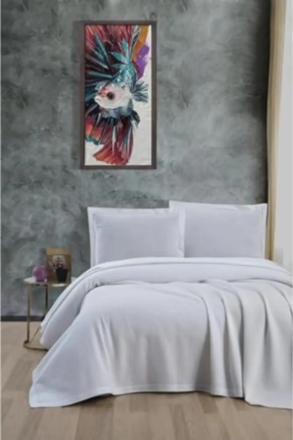 trendyvision Beyaz 100% Pamuk Dörtmevsim Pike, 240x260 cm Yüksek