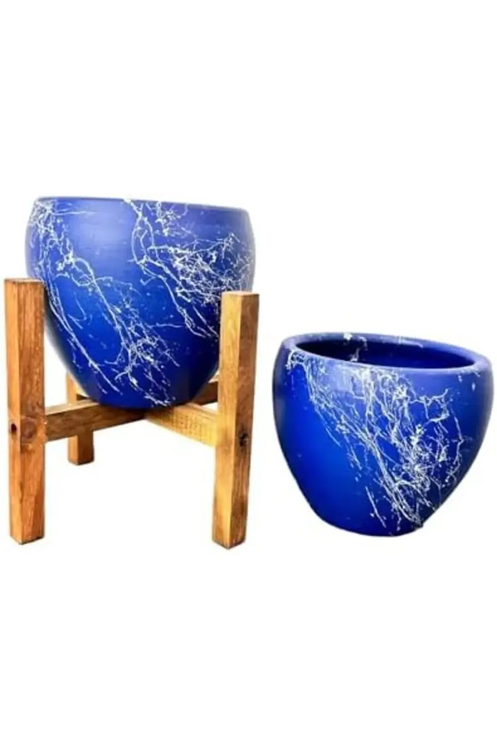 trendyvision Bitki Tasarımı Ev Dekorasyon Lacivert Üzeri Beyaz Me