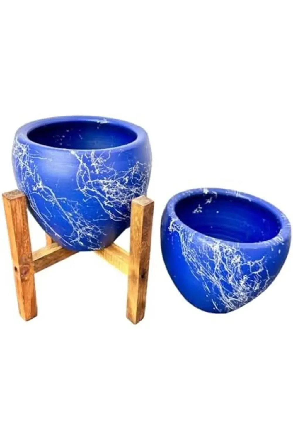 trendyvision Bitki Tasarımı Ev Dekorasyon Lacivert Üzeri Beyaz Me