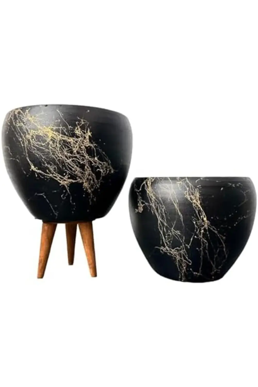 trendyvision Bitki Tasarımı Ev Dekorasyon Siyah Üzeri Mermer Efek