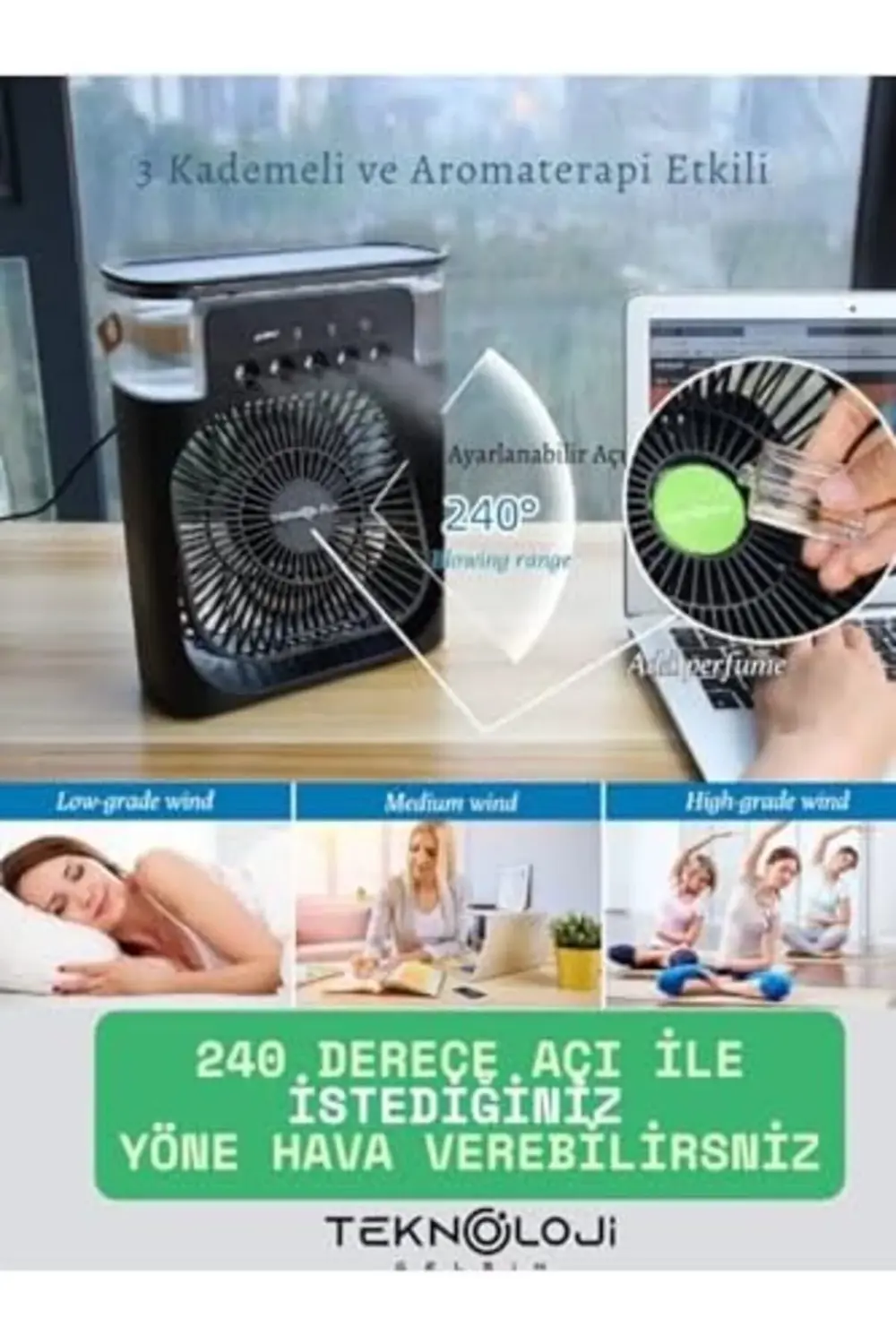 trendyvision Buzlu Vantilatör Mini Fan 5 Spreyli Su Püskürtmeli 6