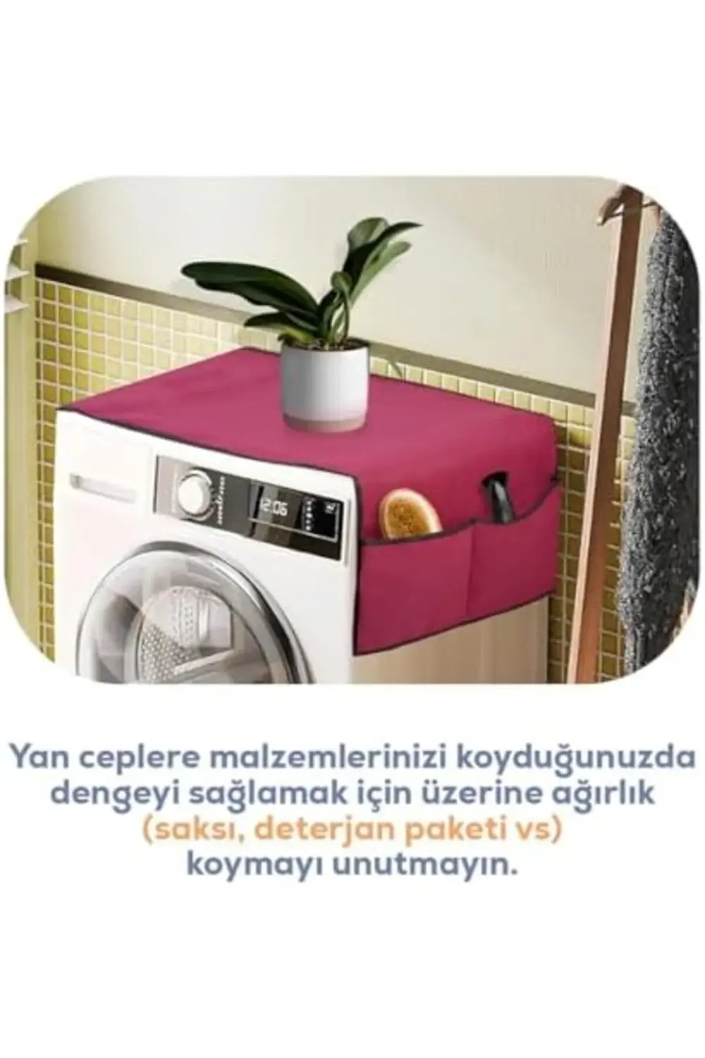 trendyvision Çamaşır Makinesi Koruyucu Örtü 4 Cepli Banyo Düzenle