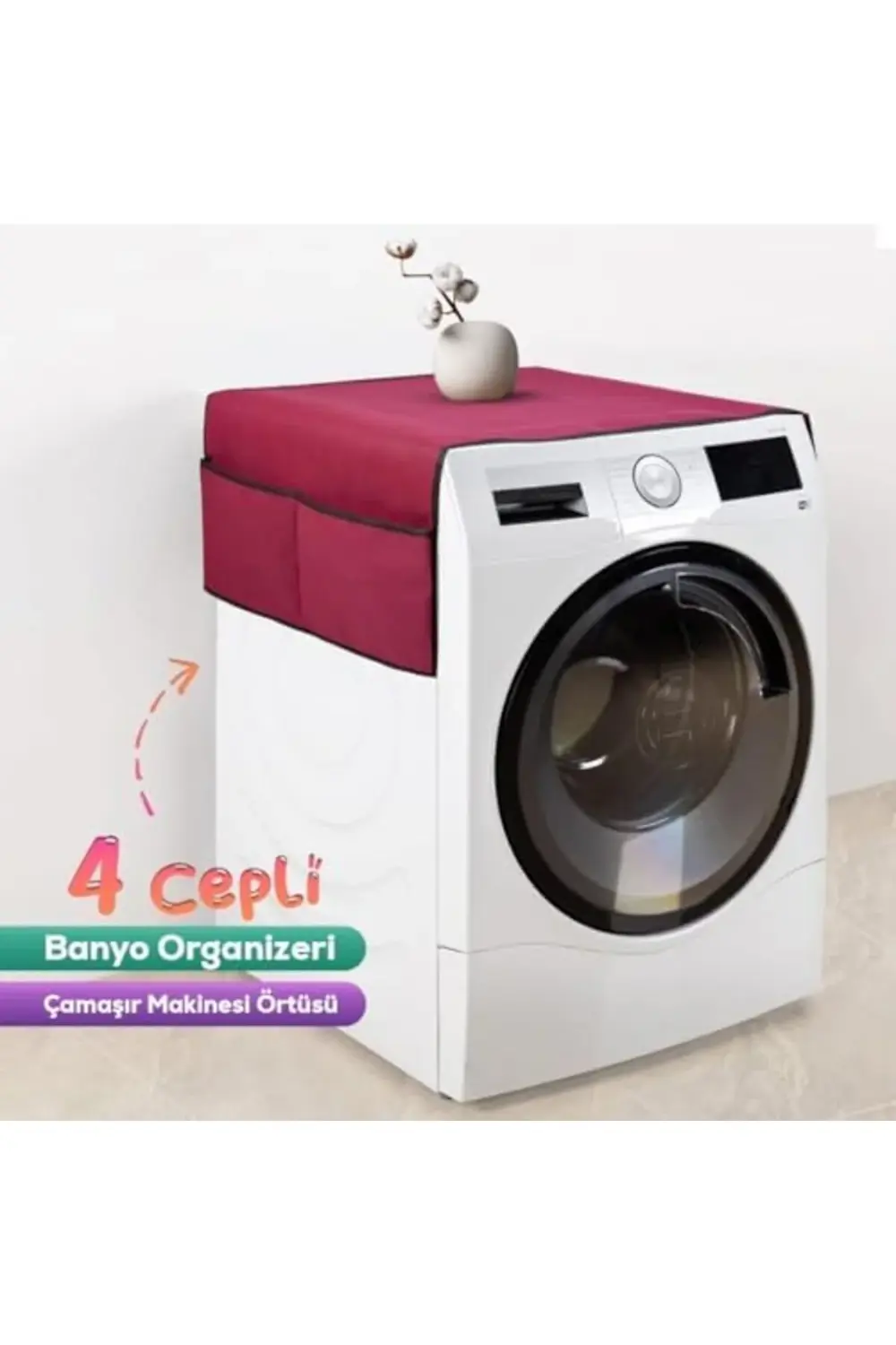trendyvision Çamaşır Makinesi Koruyucu Örtü 4 Cepli Banyo Düzenle