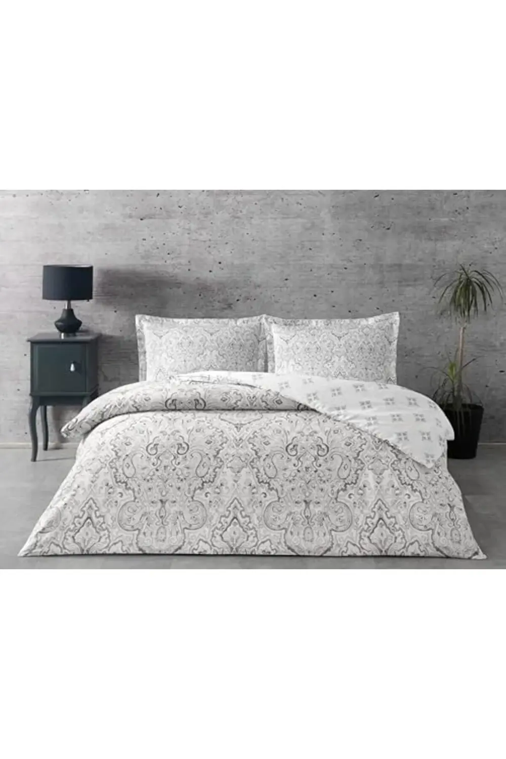 trendyvision Cassandra Standart Pamuk Nevresim Takımı, Gri, Çift