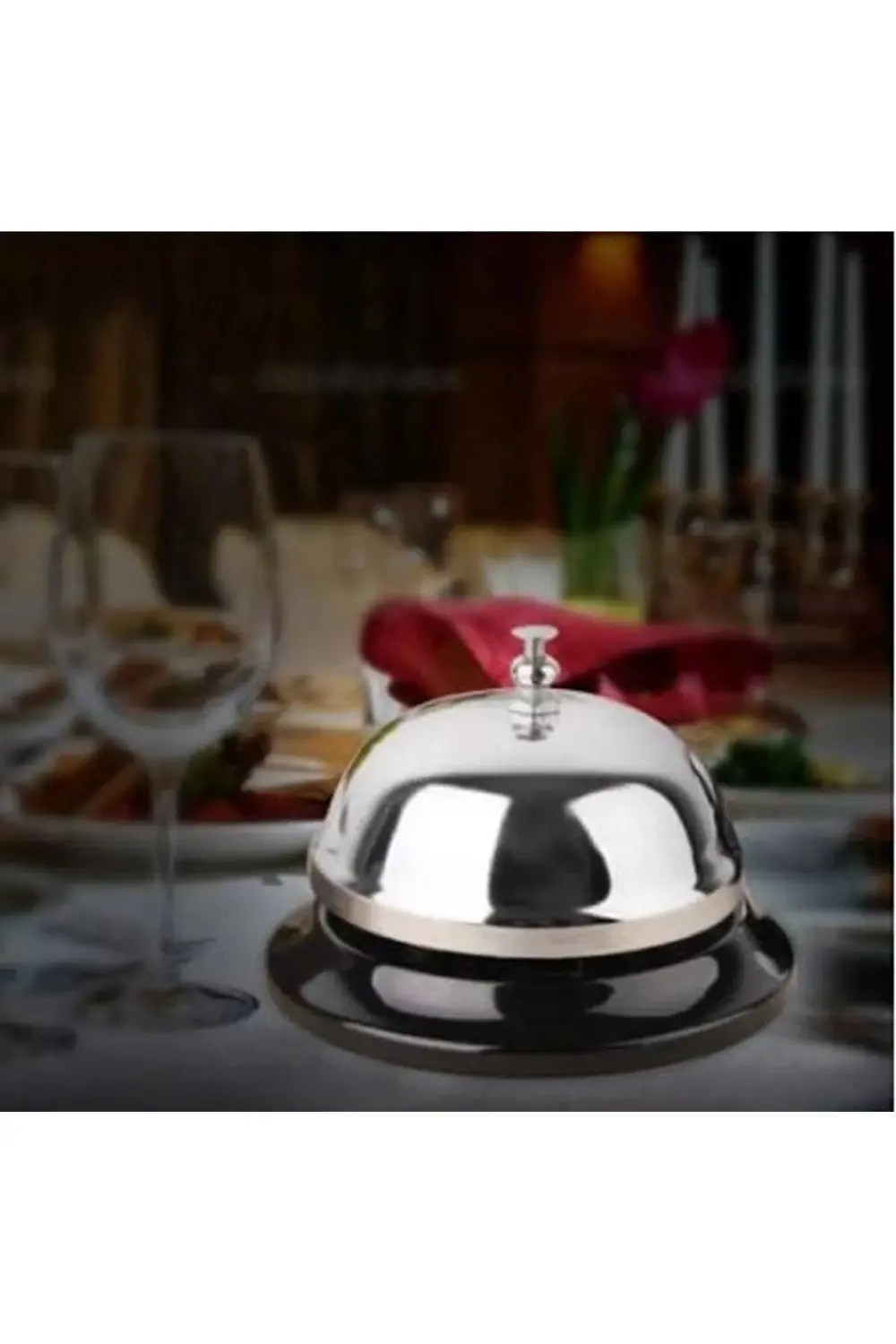 trendyvision Çelik Gümüş Renk Büyük Boy Resepsiyon Otel Zili Masa