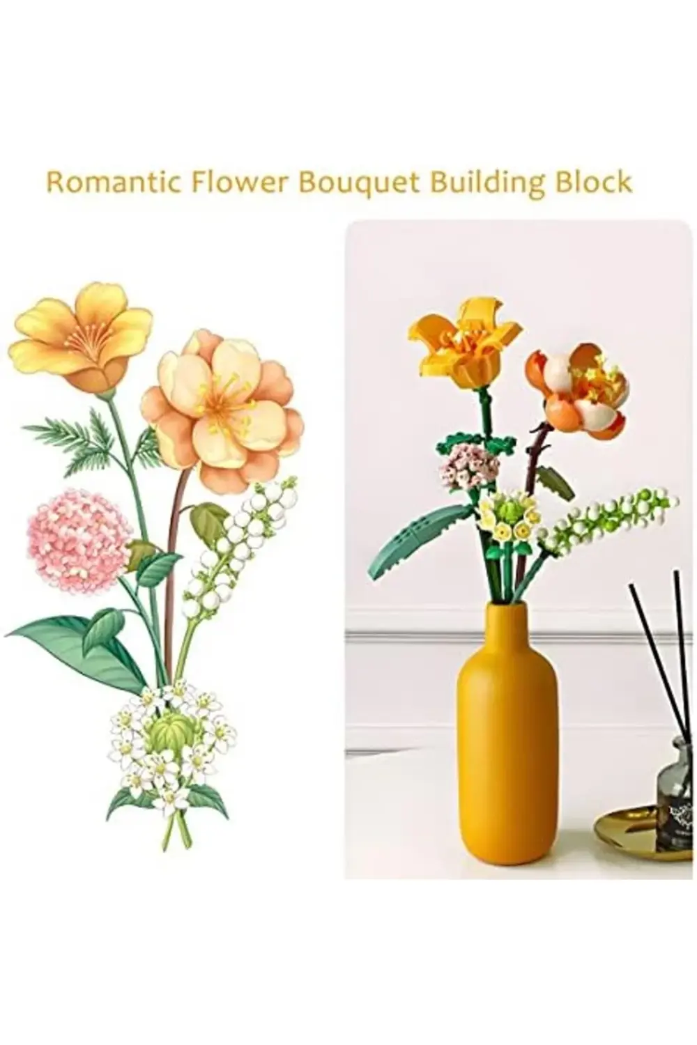 trendyvision Çiçek Buketi Yapı Seti, Yapay Çiçekler Yapı Taşları