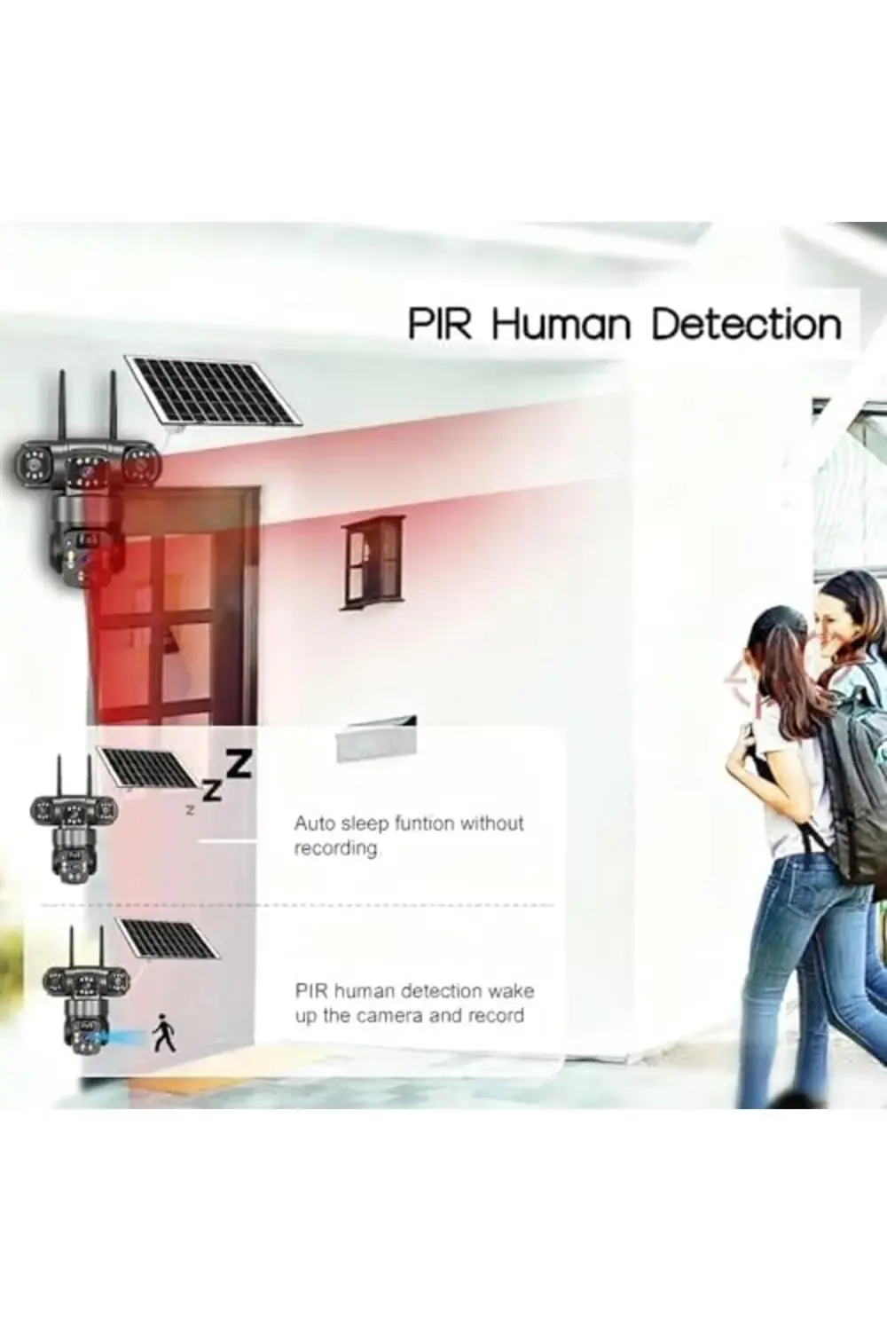 trendyvision Çift Lens Güneş Enerjili Açık Güvenlik Kamerası 2K K