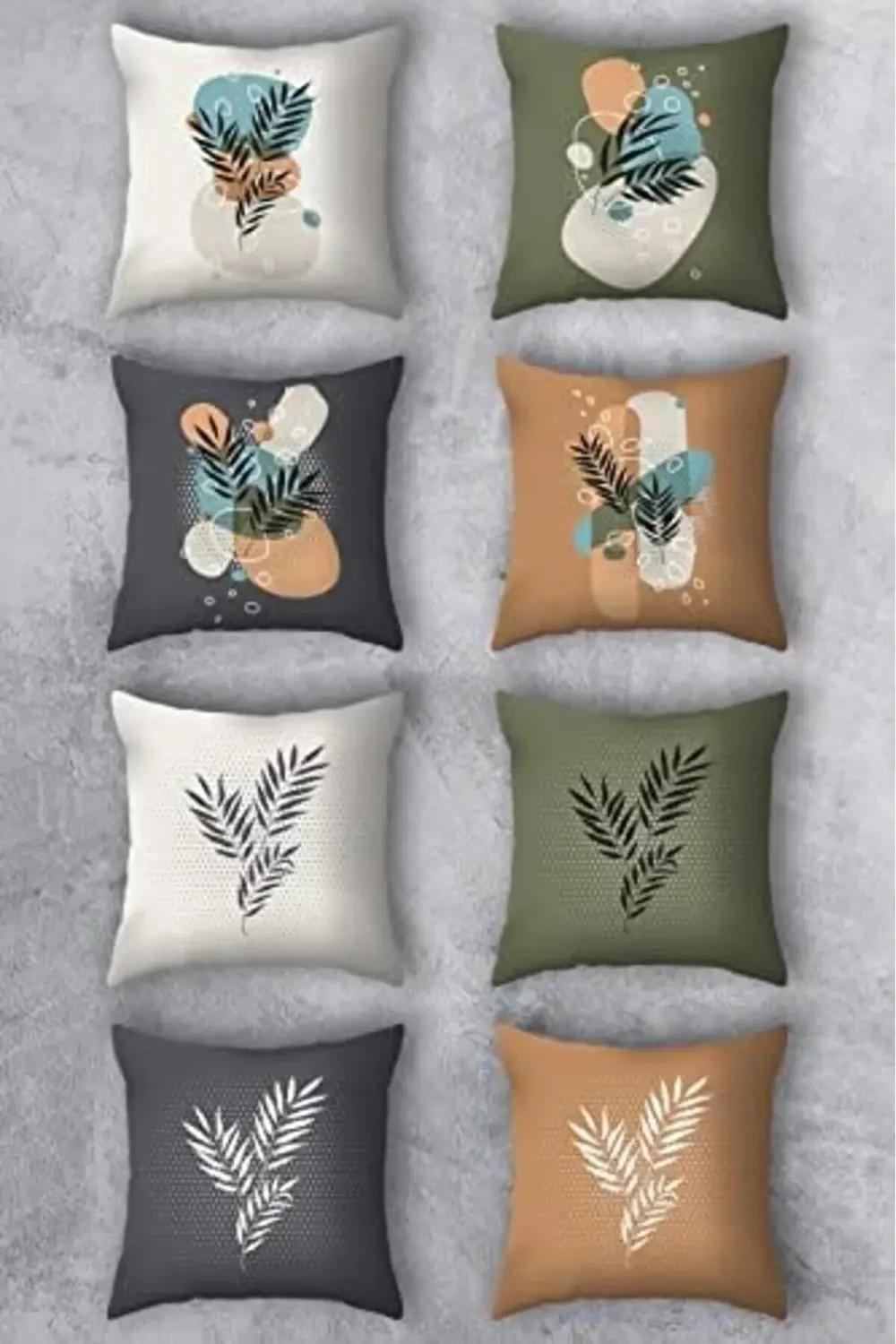 trendyvision Çift Tarafı Baskılı 43x43 Kırlent Kılıfı 8'li Set Ko