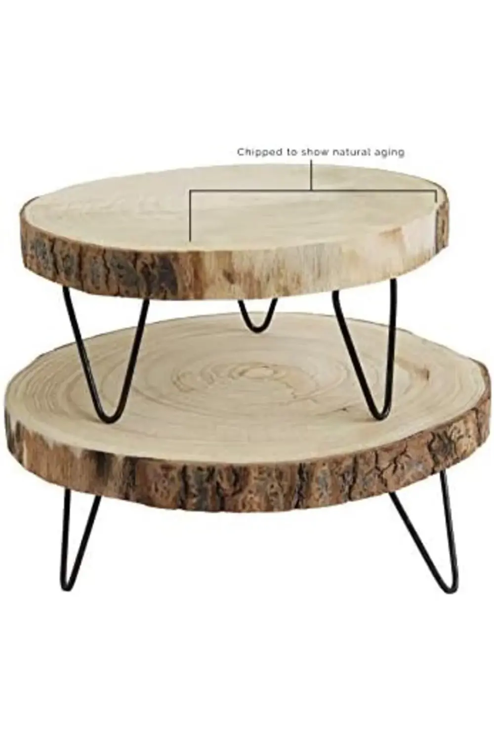 trendyvision Co-Op Paulownia Metal Ayaklı Kaide, 28 cm, Doğal Ahş