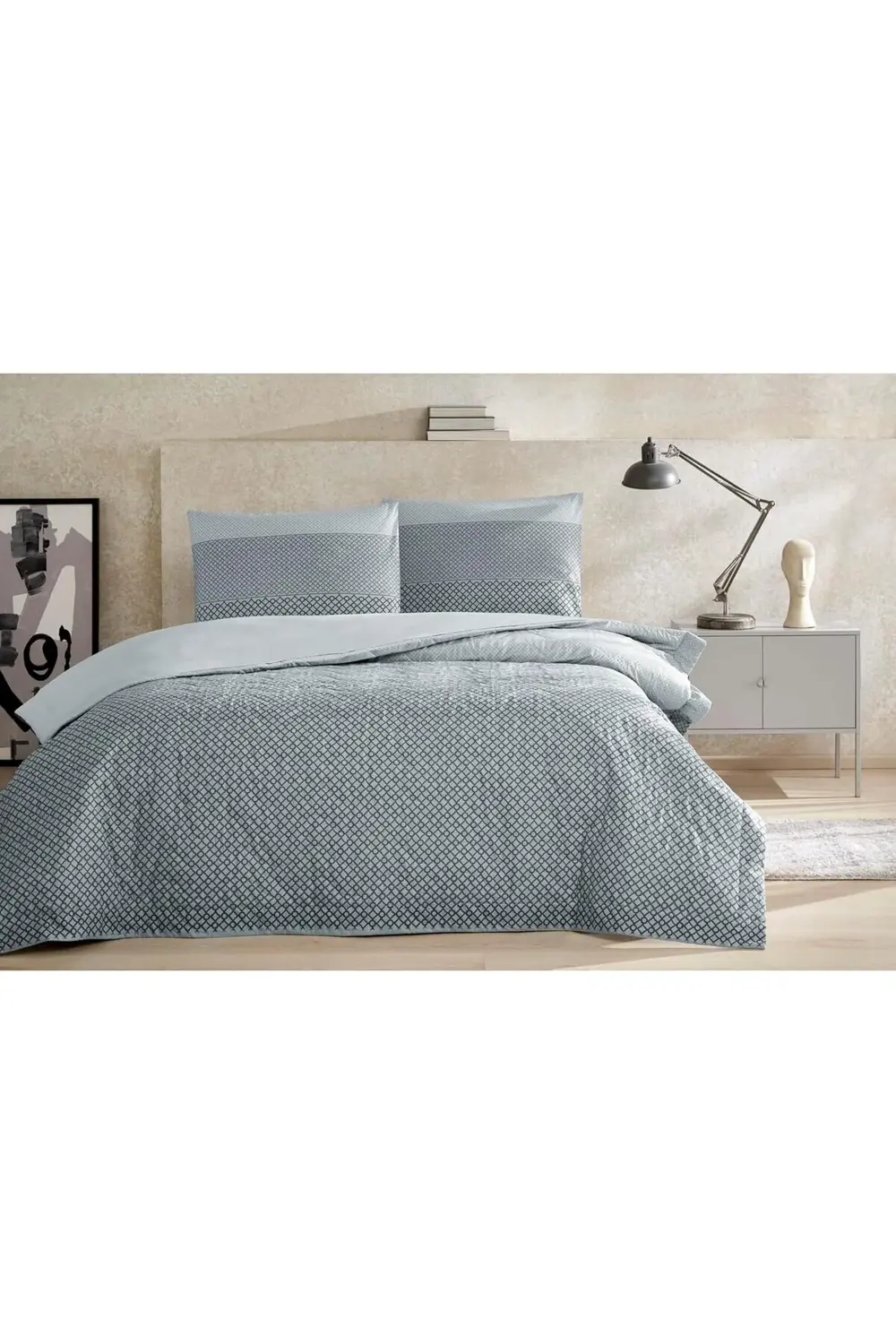 trendyvision Crosby Standart Pamuk Nevresim Takımı, Gri, Tek Kişi