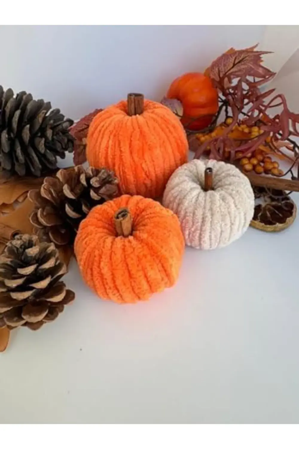 trendyvision Dekoratif Balkabağı Seti – 3’lü El Yapımı | Turuncu