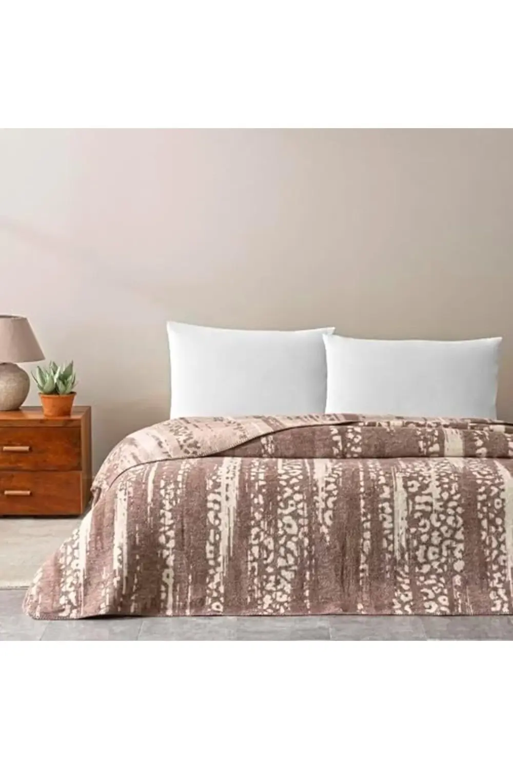 trendyvision Desenli%100 Pamuk Pamuk Battaniye, Kahverengi, Çift